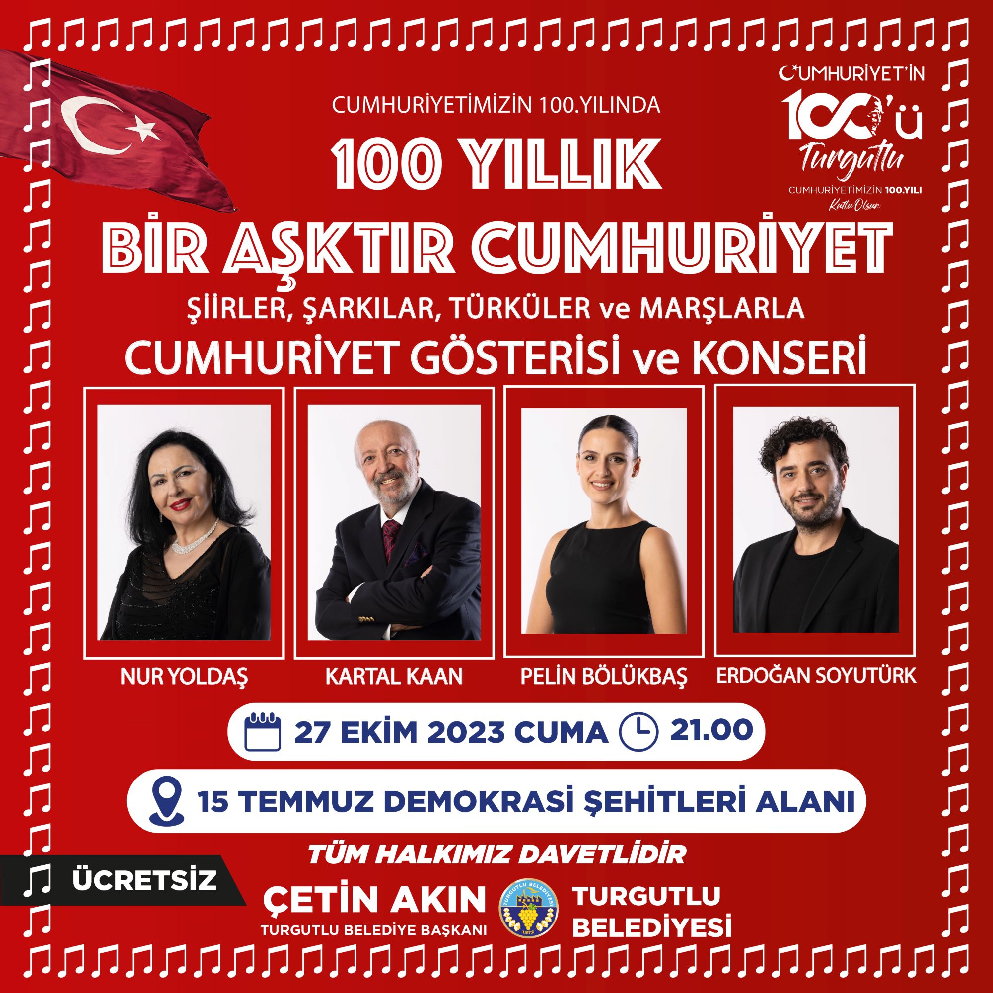 Turgutlu’da “100 Yıllık Aşktır Cumhuriyet” Gösterisi gerçekleşecek