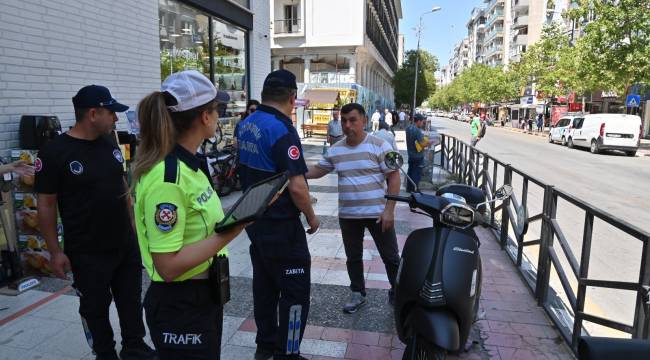 Manisa’da kaldırımlardaki motosiklet işgallerine yönelik denetim