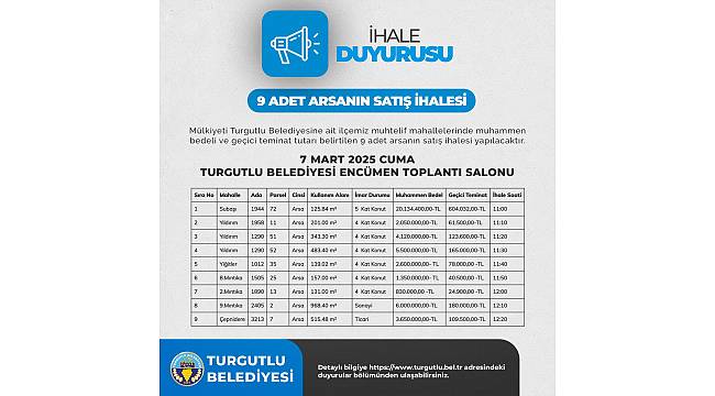 Turgutlu Belediyesi'nden Arsa Satışı İhalesi Duyurusu